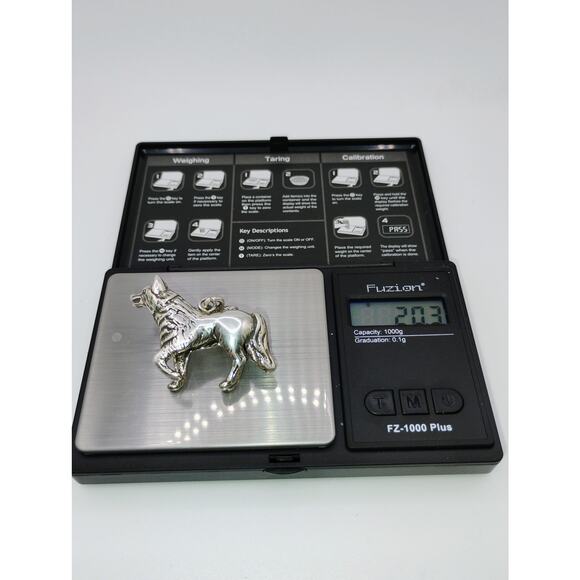 Solid Sterling Silver Wolf Pendant - Picture 6 of 7